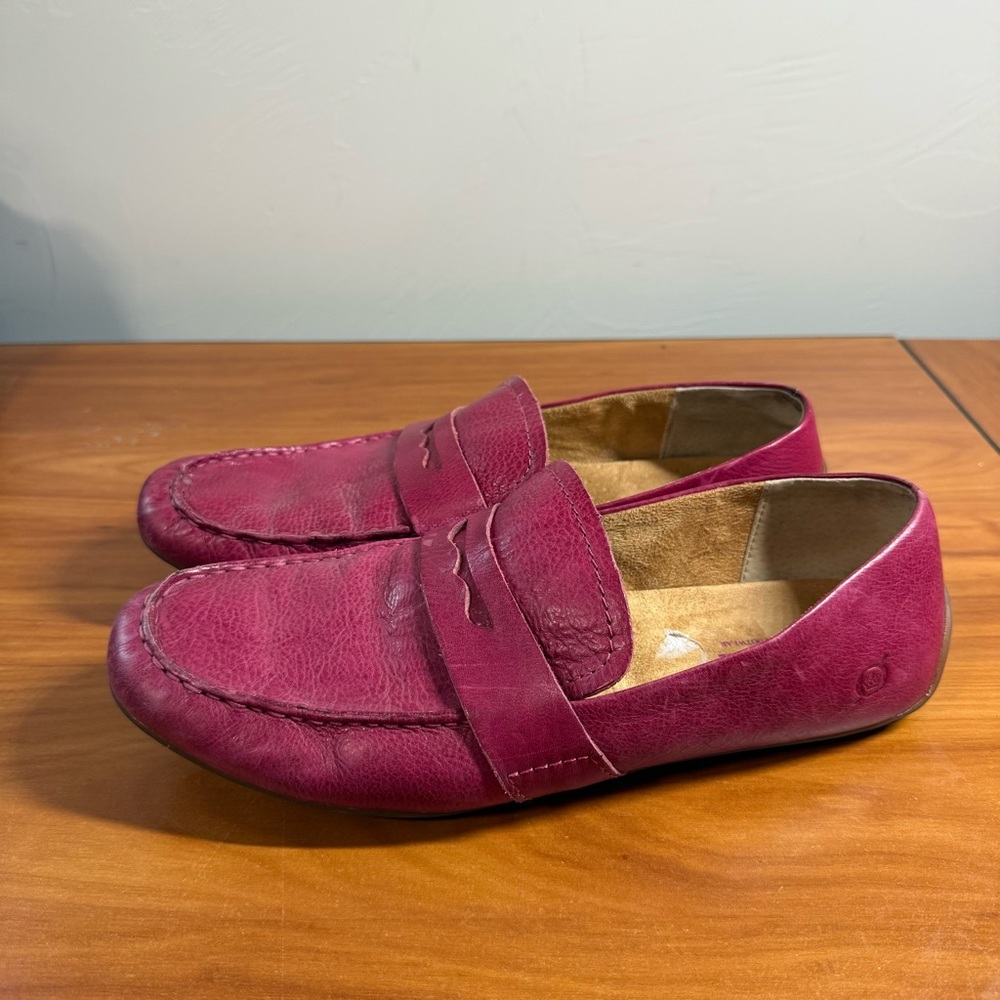Born Melinda Penny‎ Loafer Pink Fuchsia Leather Slip On Flat 11M